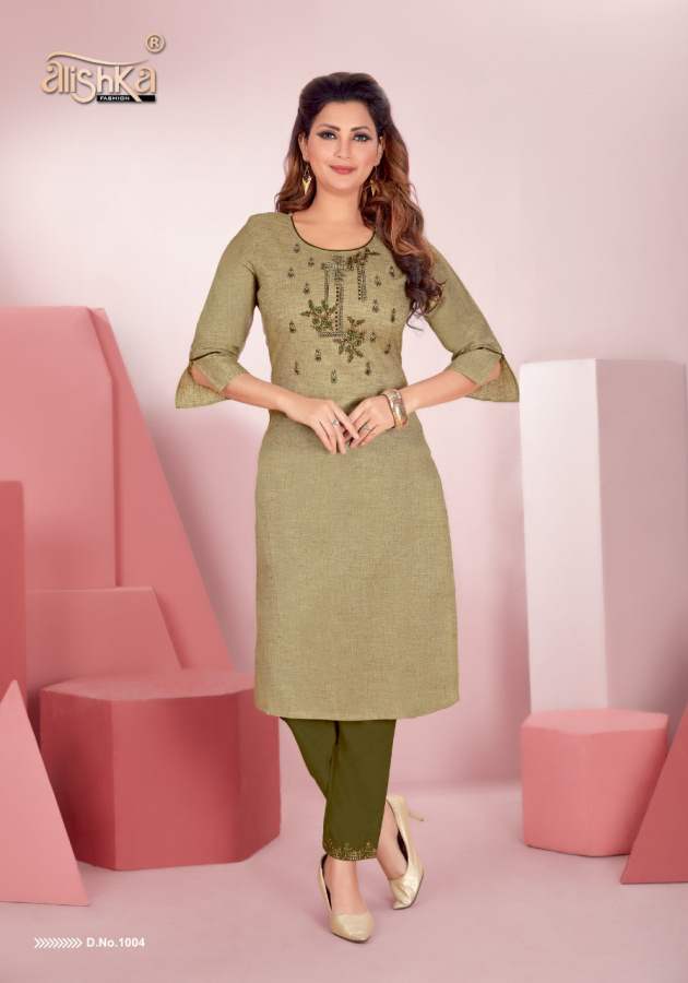 Alishka Senorita Latest Fancy Ethnic Wear Embroidery Kurti With Pant Collection